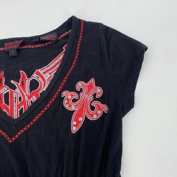 Rock & Roll Cowgirl Size Small Dress Black Red Embroidered Y2K Punk Grunge Retro - Picture 5 of 12